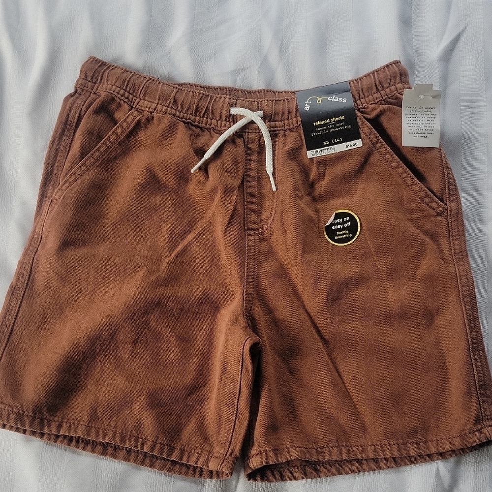 Art Class Junior Brown Relaxed Shorts W/ Flexible Drawstring, Size: XL (14) NWT